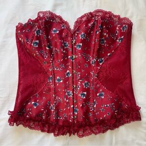 Adore Me Red Floral Lace Corset